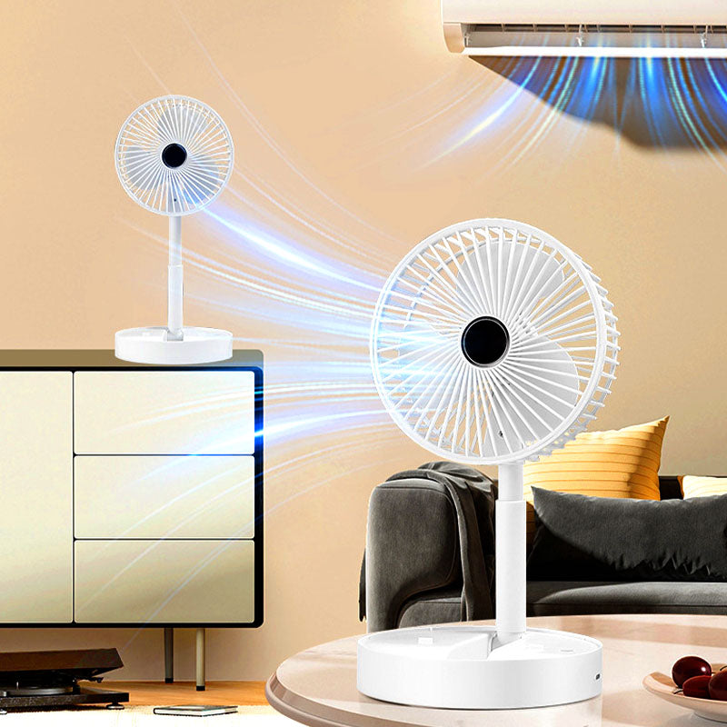 Ventilateur Télescopique Pliable Rechargeable USB Silencieux, Rotation à 180°, 4 Vitesses, Portable