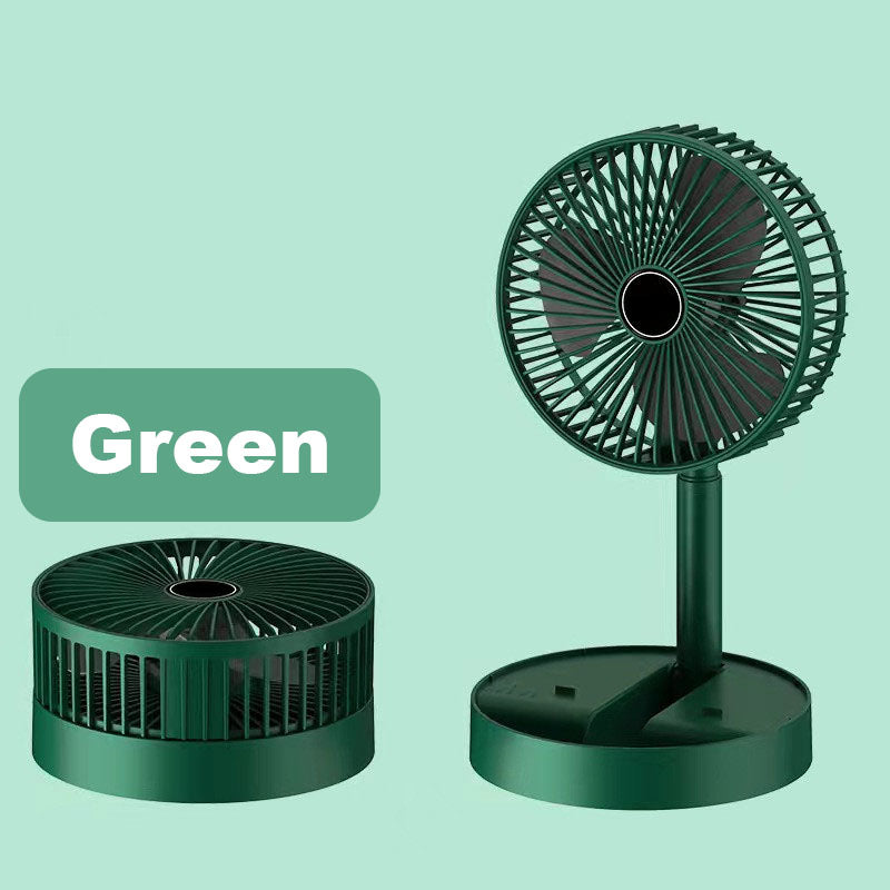 Ventilateur Télescopique Pliable Rechargeable USB Silencieux, Rotation à 180°, 4 Vitesses, Portable