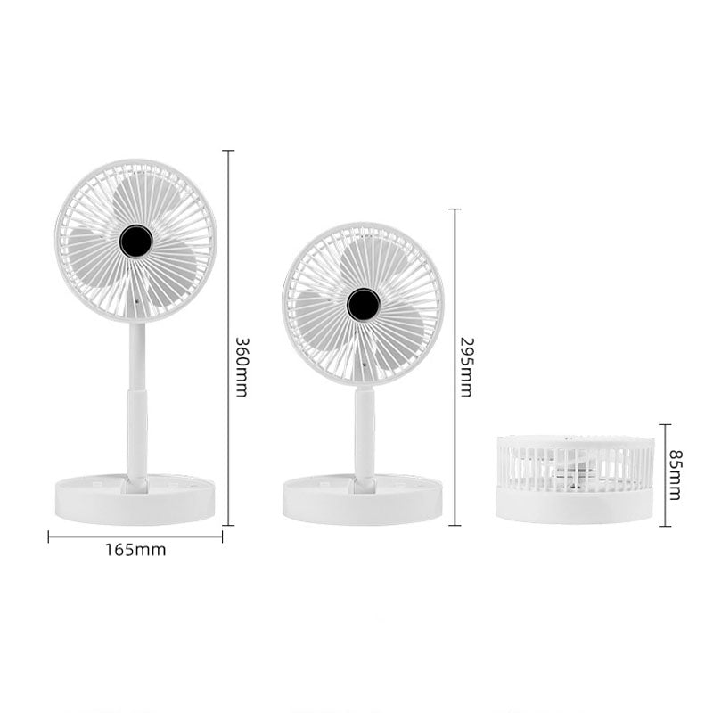 Ventilateur Télescopique Pliable Rechargeable USB Silencieux, Rotation à 180°, 4 Vitesses, Portable