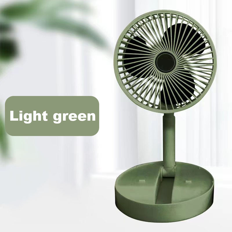 Ventilateur Télescopique Pliable Rechargeable USB Silencieux, Rotation à 180°, 4 Vitesses, Portable