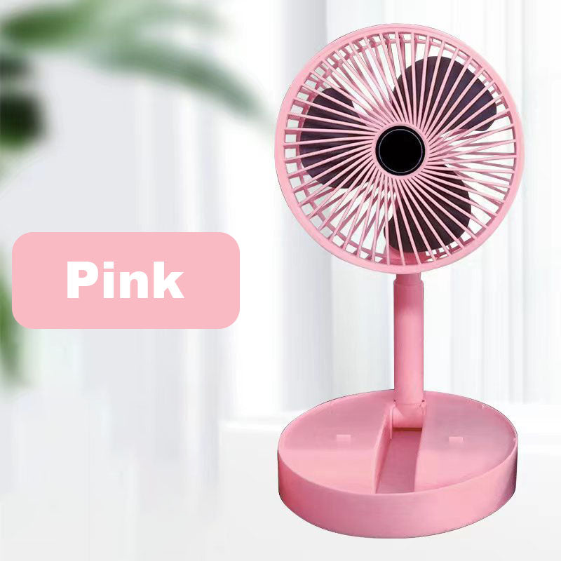 Ventilateur Télescopique Pliable Rechargeable USB Silencieux, Rotation à 180°, 4 Vitesses, Portable