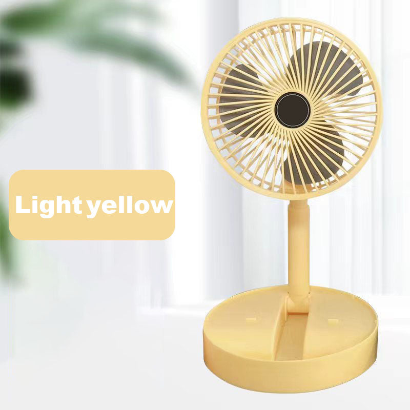 Ventilateur Télescopique Pliable Rechargeable USB Silencieux, Rotation à 180°, 4 Vitesses, Portable