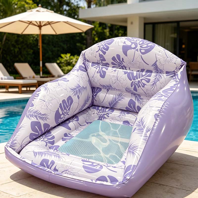 U-shaped Pool Float Ergonomic Chair Design, Mesh Seat, Inflatable, 2 Colors, Durable & Portable