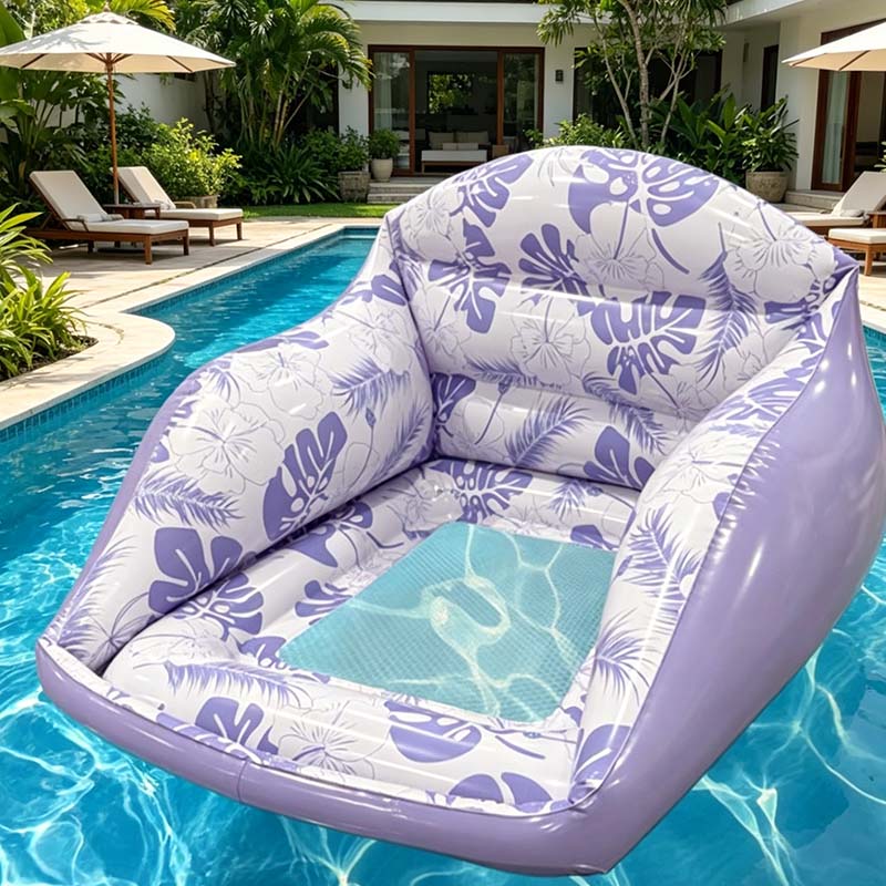 U-shaped Pool Float Ergonomic Chair Design, Mesh Seat, Inflatable, 2 Colors, Durable & Portable