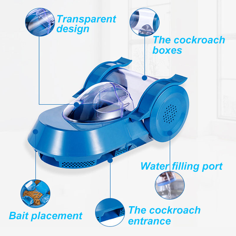 Reusable cockroach trap for the home with 3 baits
