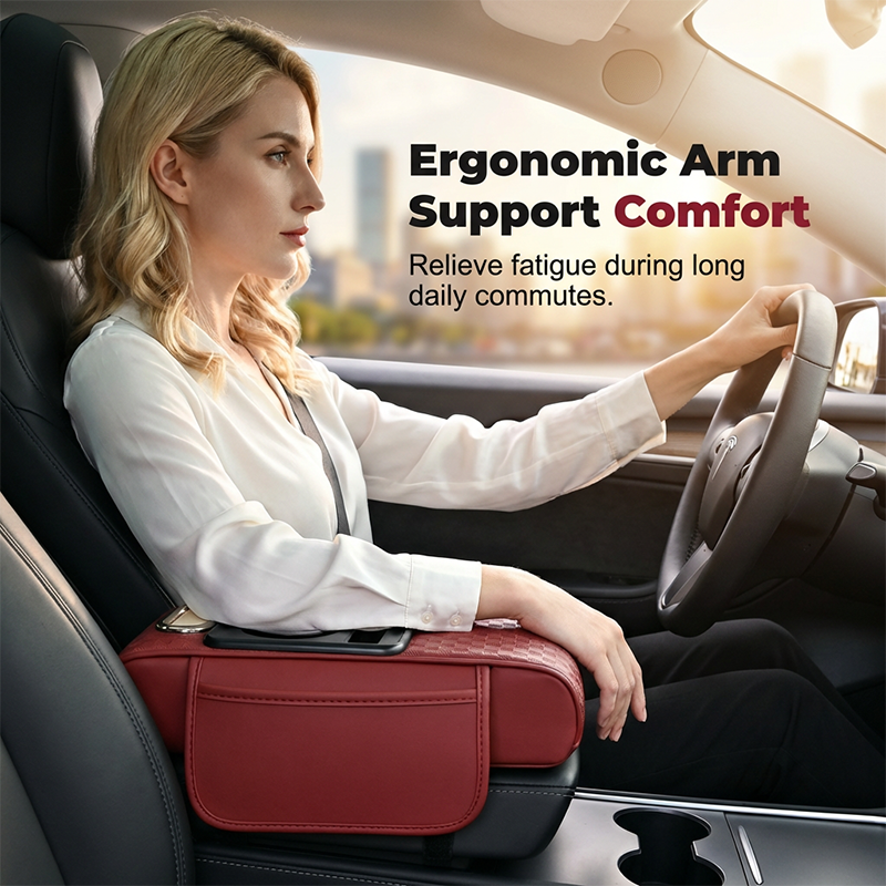 Coussin d'accoudoir de voiture, housse de console centrale 5 en 1 avec 2 sacs de rangement, porte-gobelet, emplacement pour boîte à mouchoirs, support pour téléphone pour berlines, accessoires de voiture, organisateurs intérieurs