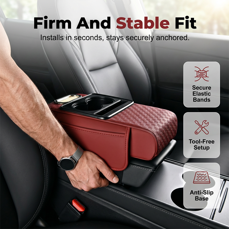 Coussin d'accoudoir de voiture, housse de console centrale 5 en 1 avec 2 sacs de rangement, porte-gobelet, emplacement pour boîte à mouchoirs, support pour téléphone pour berlines, accessoires de voiture, organisateurs intérieurs