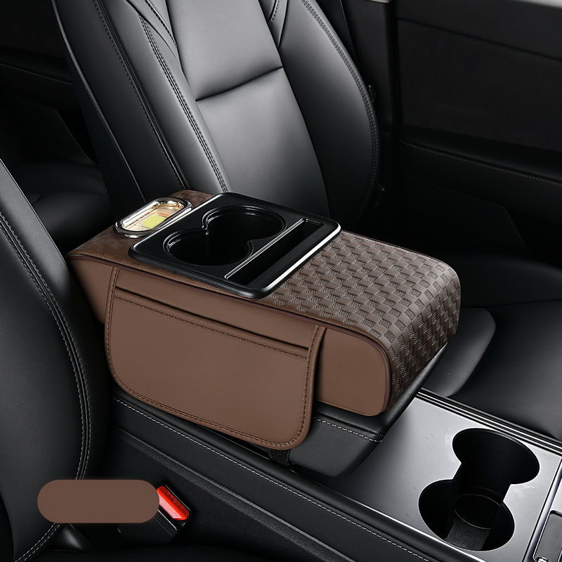 Coussin d'accoudoir de voiture, housse de console centrale 5 en 1 avec 2 sacs de rangement, porte-gobelet, emplacement pour boîte à mouchoirs, support pour téléphone pour berlines, accessoires de voiture, organisateurs intérieurs