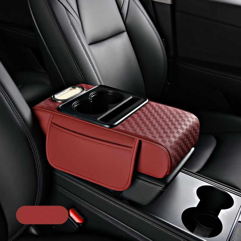 Coussin d'accoudoir de voiture, housse de console centrale 5 en 1 avec 2 sacs de rangement, porte-gobelet, emplacement pour boîte à mouchoirs, support pour téléphone pour berlines, accessoires de voiture, organisateurs intérieurs