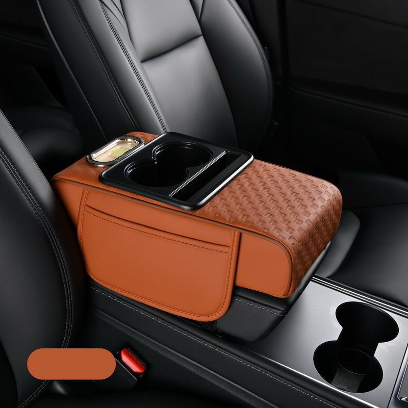 Coussin d'accoudoir de voiture, housse de console centrale 5 en 1 avec 2 sacs de rangement, porte-gobelet, emplacement pour boîte à mouchoirs, support pour téléphone pour berlines, accessoires de voiture, organisateurs intérieurs