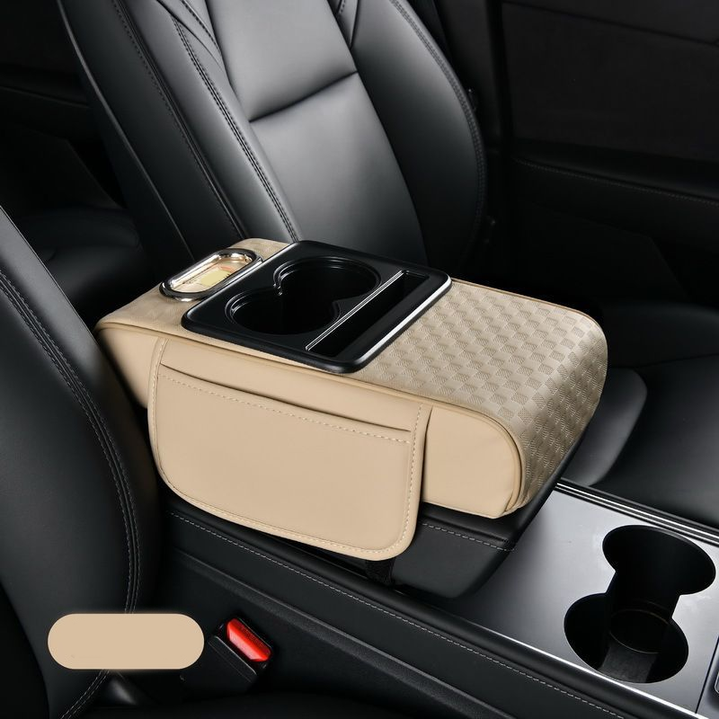 Coussin d'accoudoir de voiture, housse de console centrale 5 en 1 avec 2 sacs de rangement, porte-gobelet, emplacement pour boîte à mouchoirs, support pour téléphone pour berlines, accessoires de voiture, organisateurs intérieurs