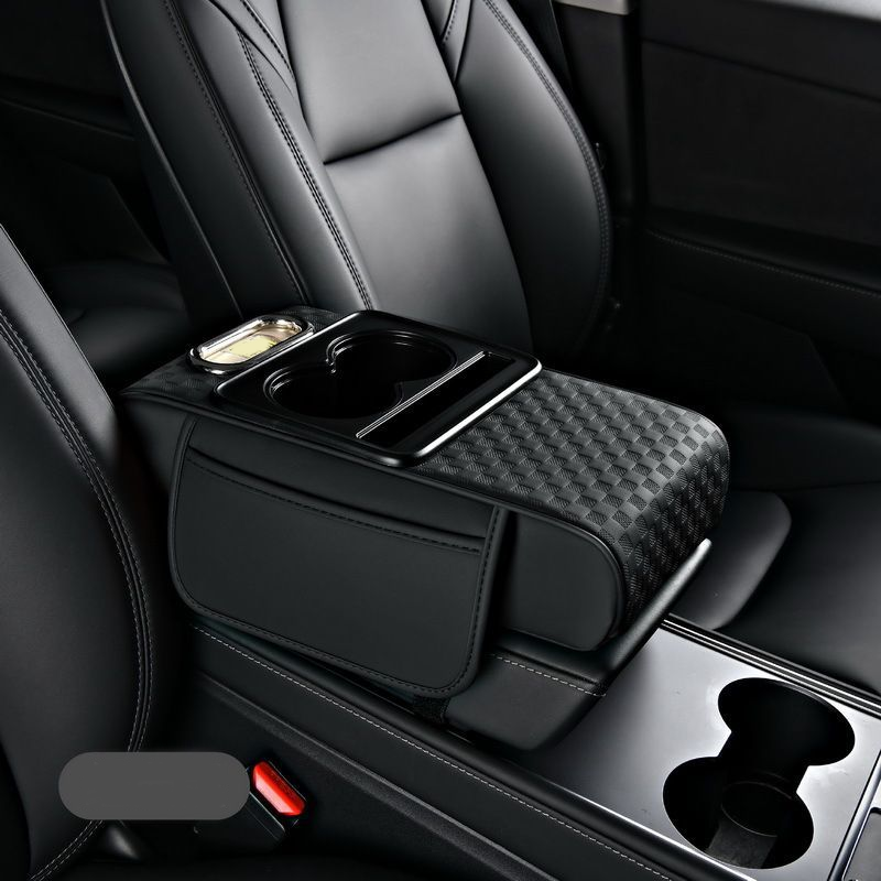 Coussin d'accoudoir de voiture, housse de console centrale 5 en 1 avec 2 sacs de rangement, porte-gobelet, emplacement pour boîte à mouchoirs, support pour téléphone pour berlines, accessoires de voiture, organisateurs intérieurs