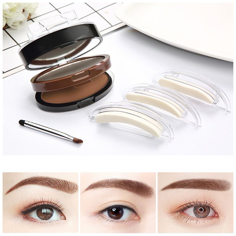 Tampon à sourcils instantané et ajustable avec poudre à sourcils bicolore