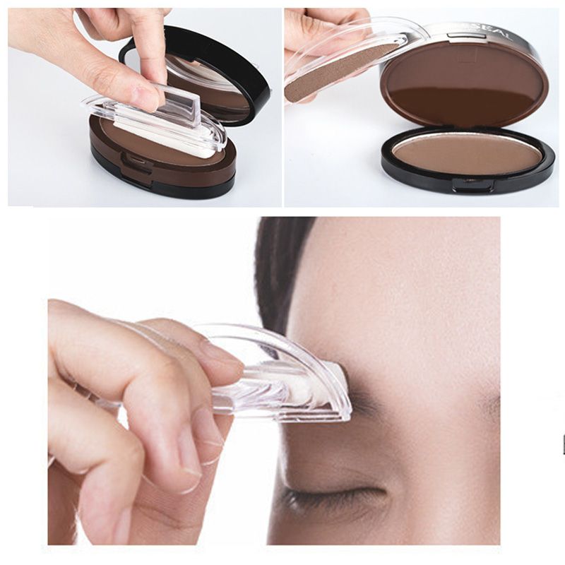 Tampon à sourcils instantané et ajustable avec poudre à sourcils bicolore