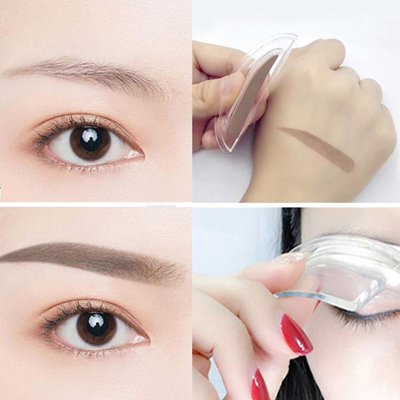 Tampon à sourcils instantané et ajustable avec poudre à sourcils bicolore