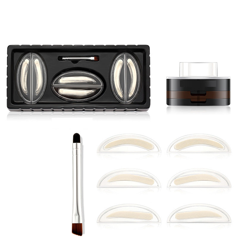 Tampon à sourcils instantané et ajustable avec poudre à sourcils bicolore