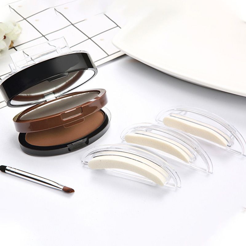 Tampon à sourcils instantané et ajustable avec poudre à sourcils bicolore
