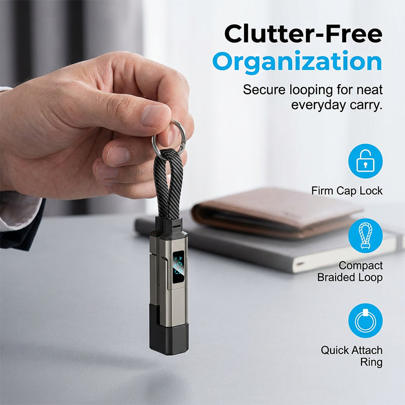 Special offer: Buy 2, get 1 FREE 4-in-1 charging cable with digital display and keychain fast charging, tangle-resistant and compact