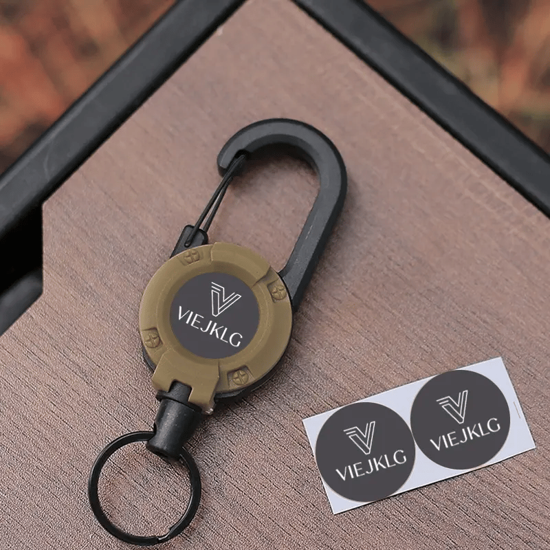 Porte-clés avec mousqueton rétractable Cordon en acier de 65 cm, porte-badge robuste, accessoire EDC léger pour clés, cartes d'identité et usage en extérieur