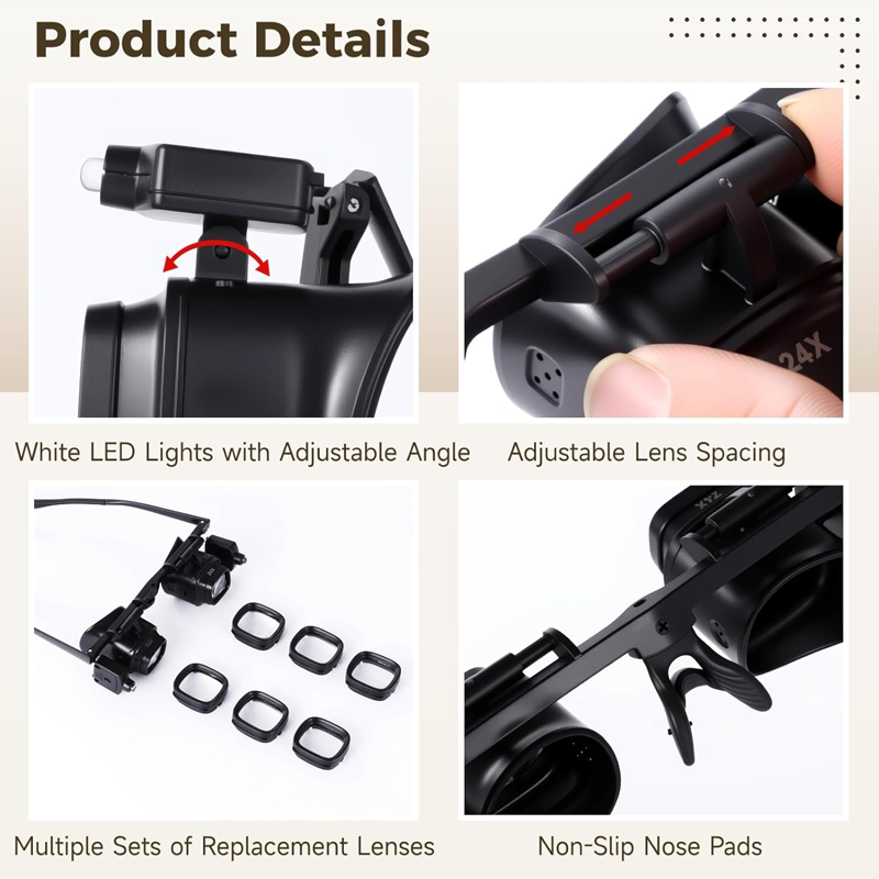 DE RÉDUCTION Loupe LED de précision pour électronique et artisanat, support réglable et zoom 10-20X, mains libres, éclairage puissant, idéale pour soudure, réparation horlogère ou peinture miniature