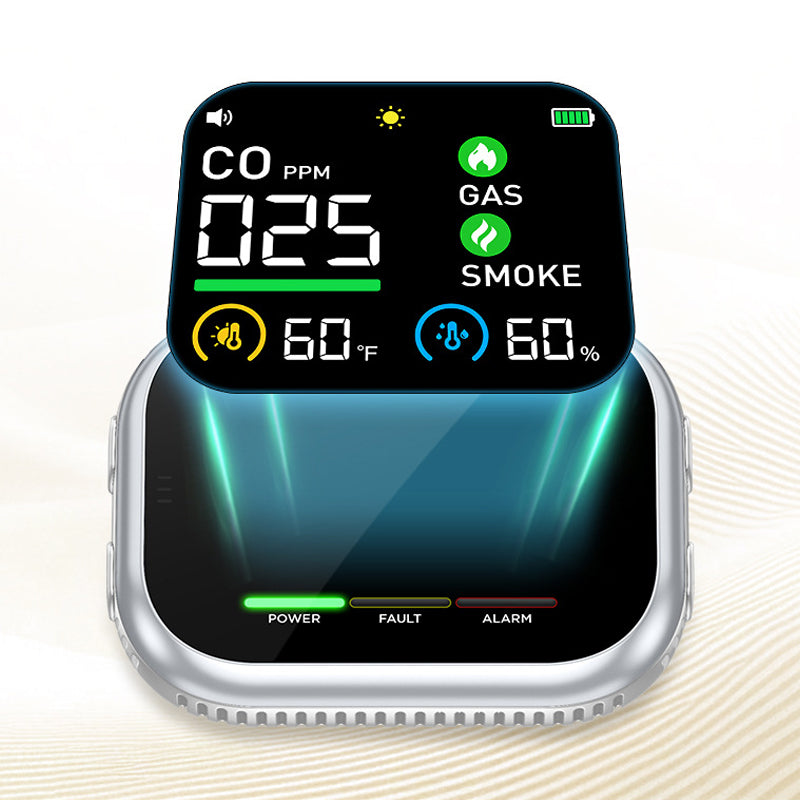 Portable multi-gas detector with LCD display and backup battery