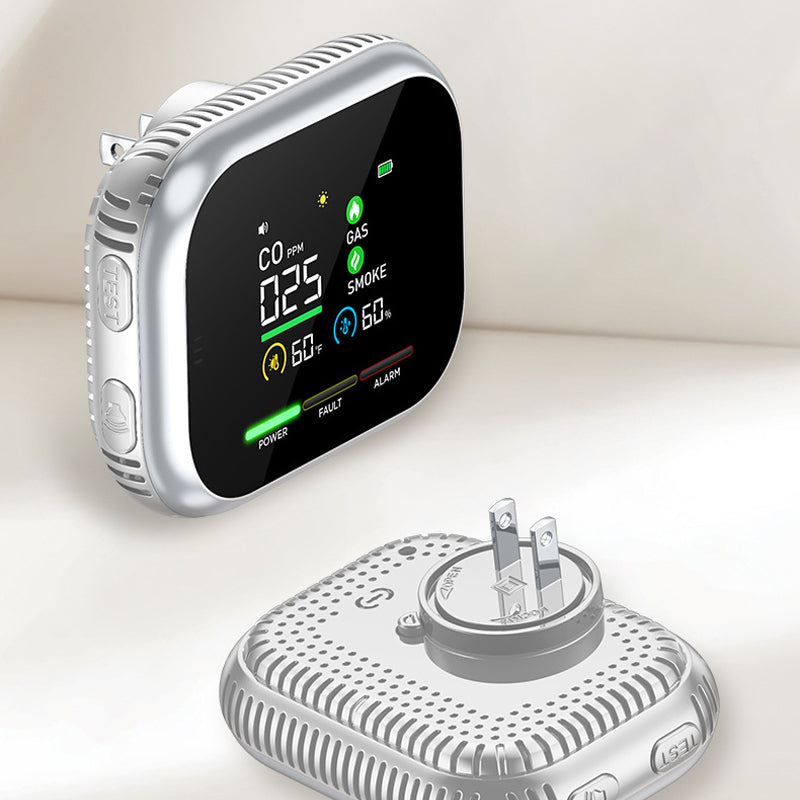 Portable multi-gas detector with LCD display and backup battery