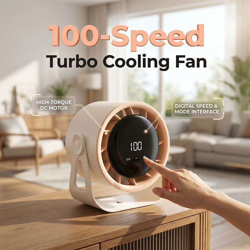 High-velocity suspended circulation fan, 100 speeds