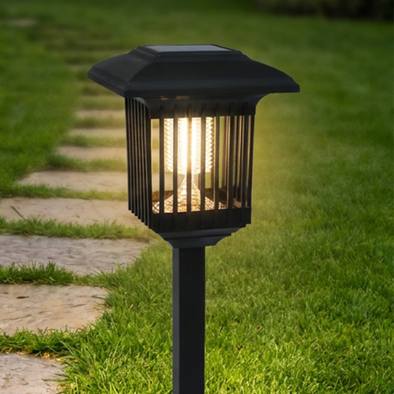 Appareil Anti-Moustiques Solaire Extérieur Double Éclairage (Violet/Blanc), Longue Autonomie, 4 Options, Idéal pour Jardin, Terrasse & Camping