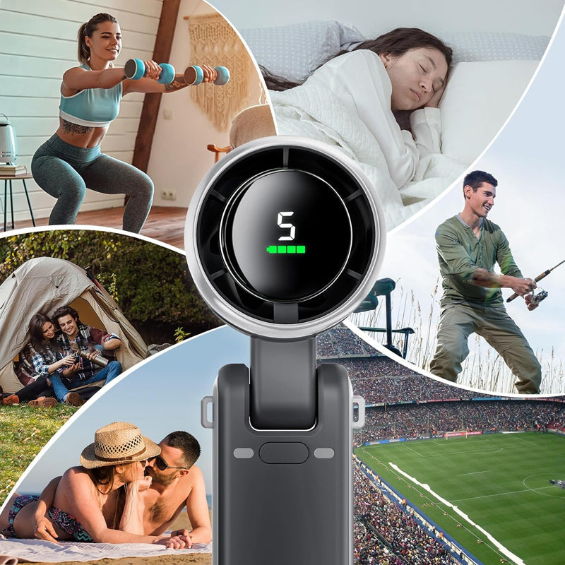Ventilateur portable turbo 3-en-1 à 5 vitesses, autonomie de 24 h | Le cadeau idéal pour la fête des pères et pour les navetteurs