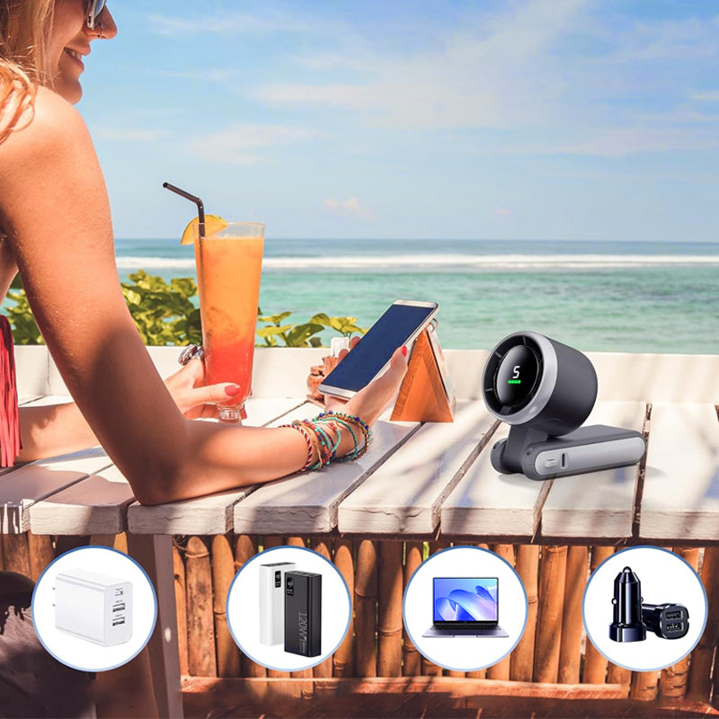 Ventilateur portable turbo 3-en-1 à 5 vitesses, autonomie de 24 h | Le cadeau idéal pour la fête des pères et pour les navetteurs