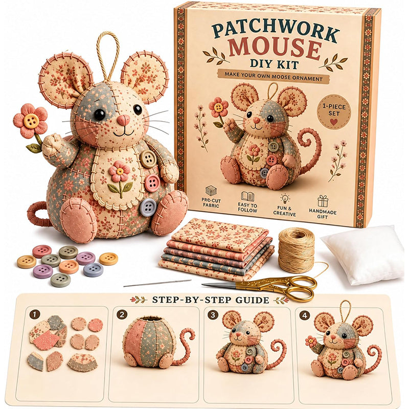 Vintage Handmade Mouse Shaped Sewing Kit Compact and Unique Design