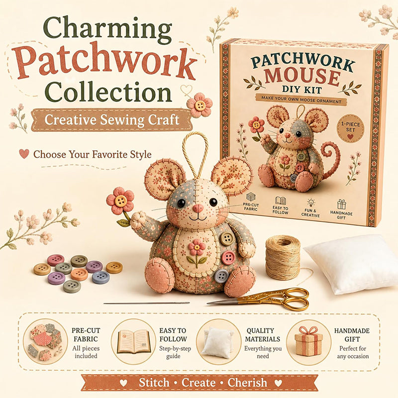 Vintage Handmade Mouse Shaped Sewing Kit Compact and Unique Design