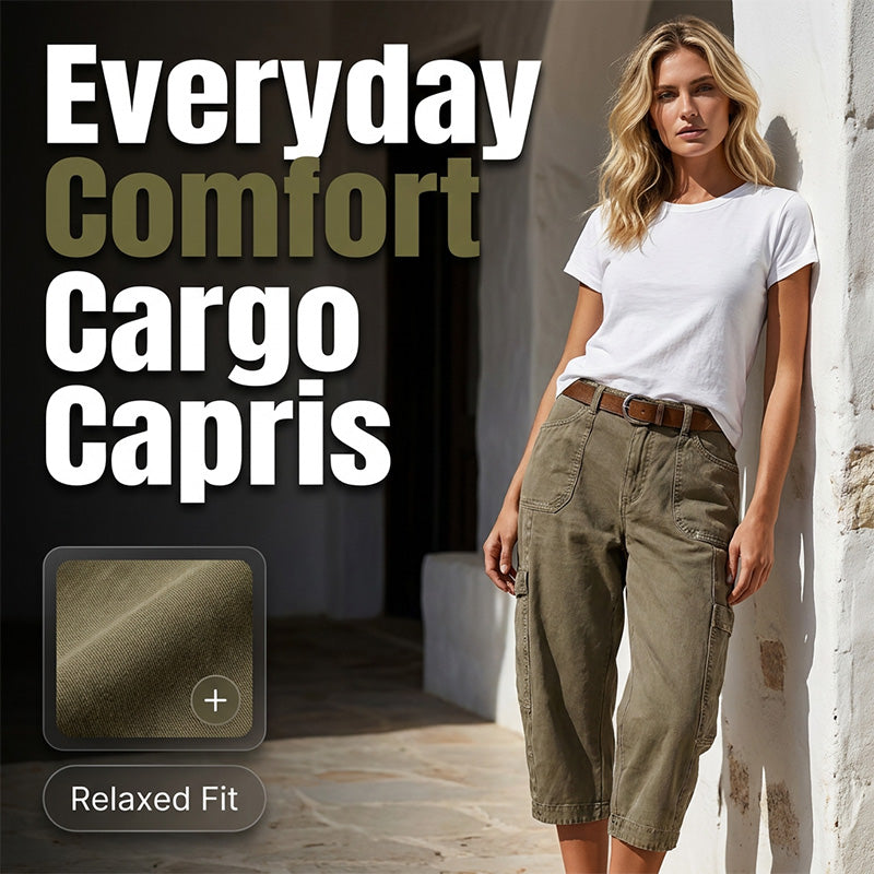 Pantalon cargo capri décontracté coupe ample, poches multiples, tissu respirant, 6 tailles, idéal pour l'été et le quotidien