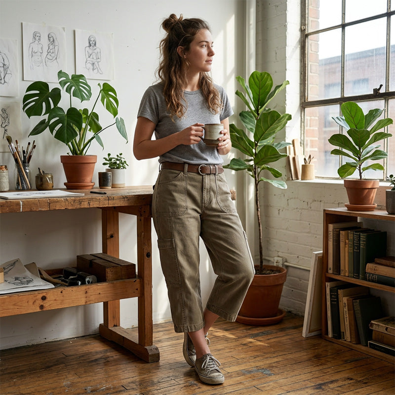 Pantalon cargo capri décontracté coupe ample, poches multiples, tissu respirant, 6 tailles, idéal pour l'été et le quotidien