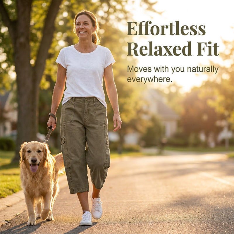 Pantalon cargo capri décontracté coupe ample, poches multiples, tissu respirant, 6 tailles, idéal pour l'été et le quotidien