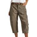 Pantalon cargo capri décontracté coupe ample, poches multiples, tissu respirant, 6 tailles, idéal pour l'été et le quotidien
