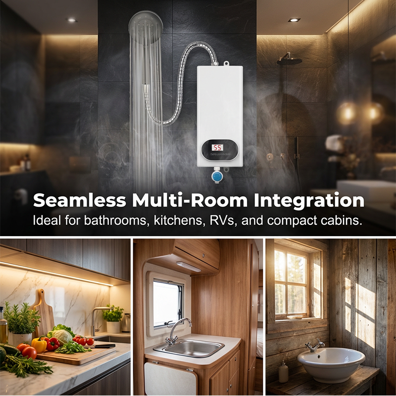 Chauffe-Eau Électrique Instantané sans Réservoir Compact, Écran LED et Protection Anti-Fuite