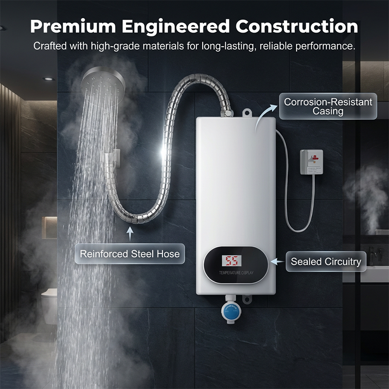 Chauffe-Eau Électrique Instantané sans Réservoir Compact, Écran LED et Protection Anti-Fuite