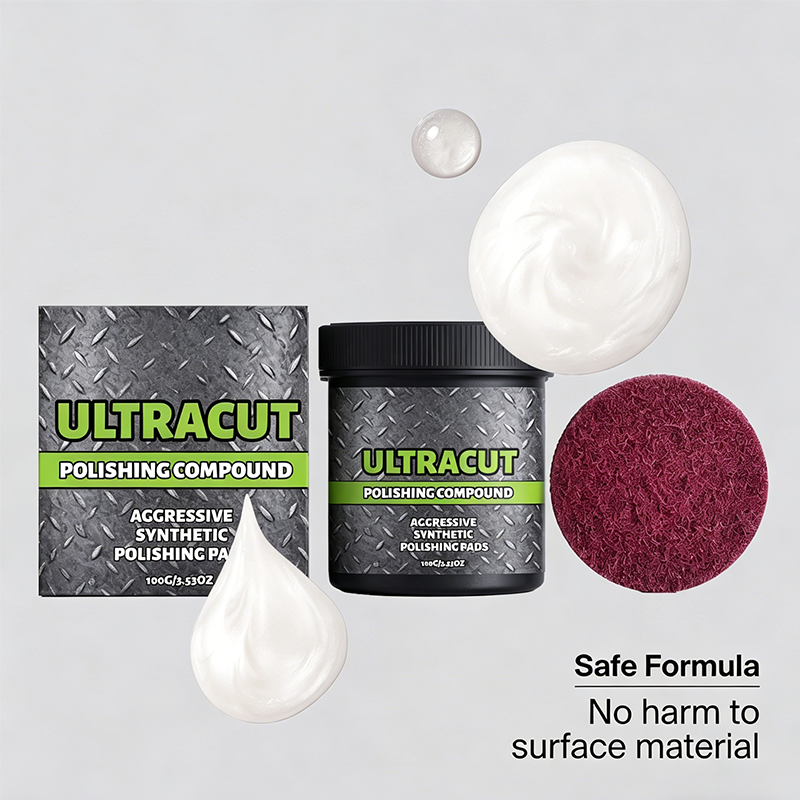 All-in-one polishing product for surface restoration, with pad