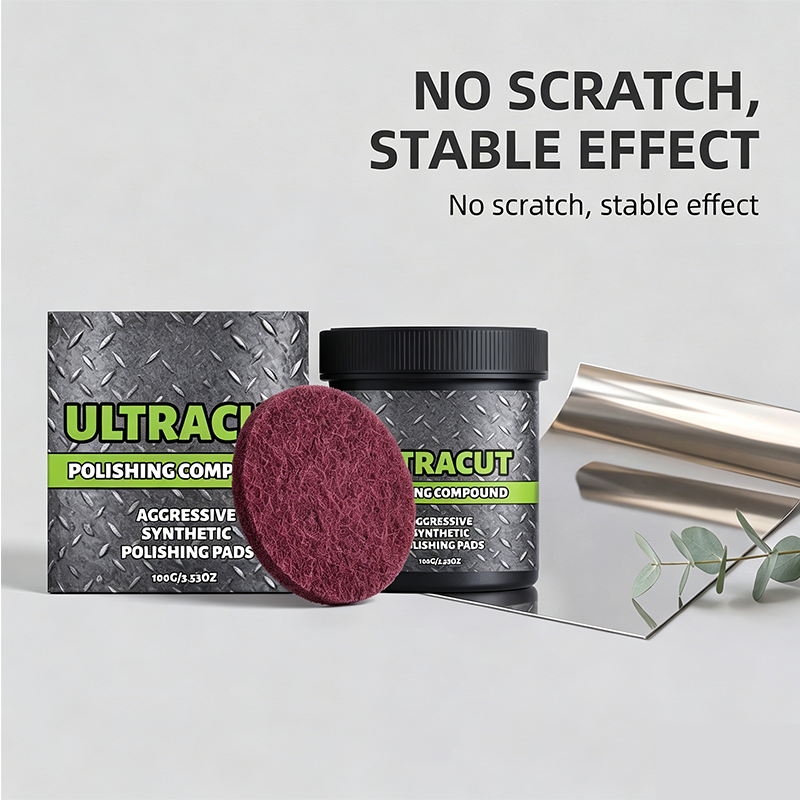 All-in-one polishing product for surface restoration, with pad