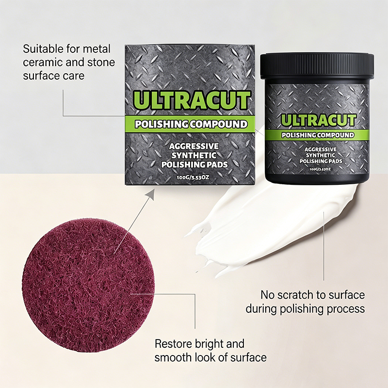 All-in-one polishing product for surface restoration, with pad