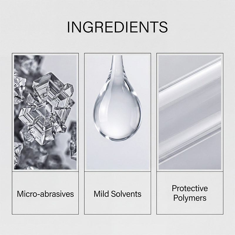 All-in-one polishing product for surface restoration, with pad