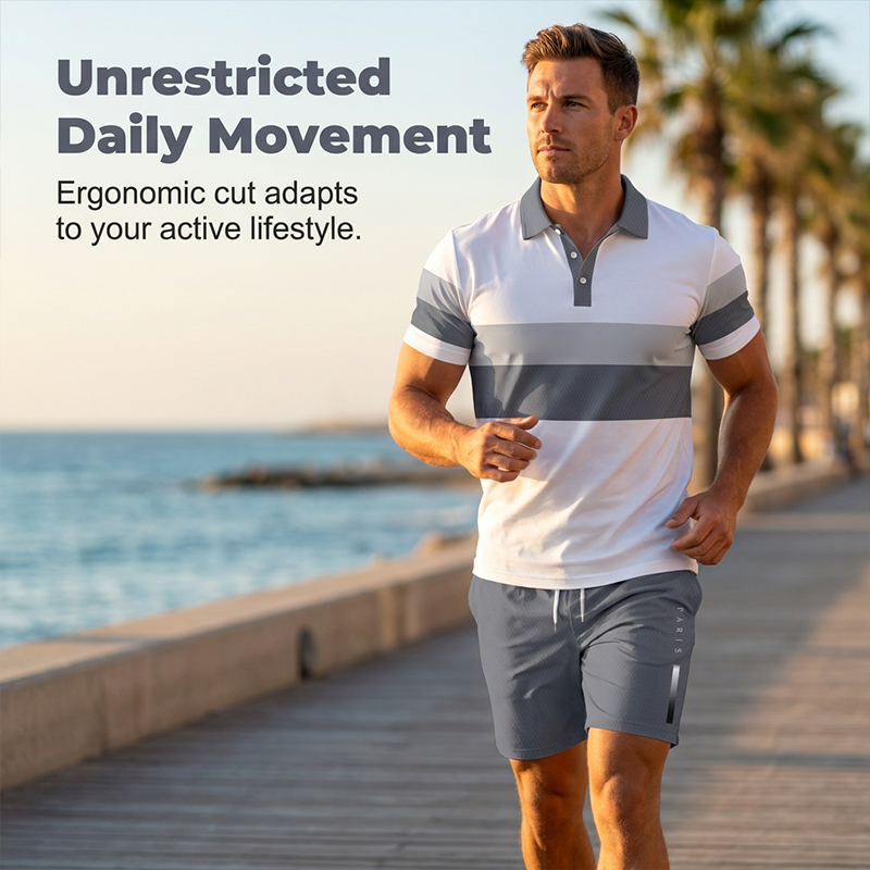 Ensemble 2 pièces chemise et short pour homme, imprimé numérique, tissu premium respirant, coupe athlétique, infroissable, 5 coloris, S-XL. 2 achetés = livraison gratuite.