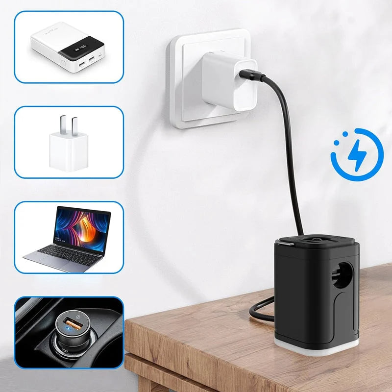 LIMITE 50% DE RÉDUCTION Pompe à air rechargeable pour camping, gonflage rapide, compacte, 5 embouts