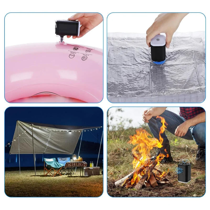 LIMITE 50% DE RÉDUCTION Pompe à air rechargeable pour camping, gonflage rapide, compacte, 5 embouts