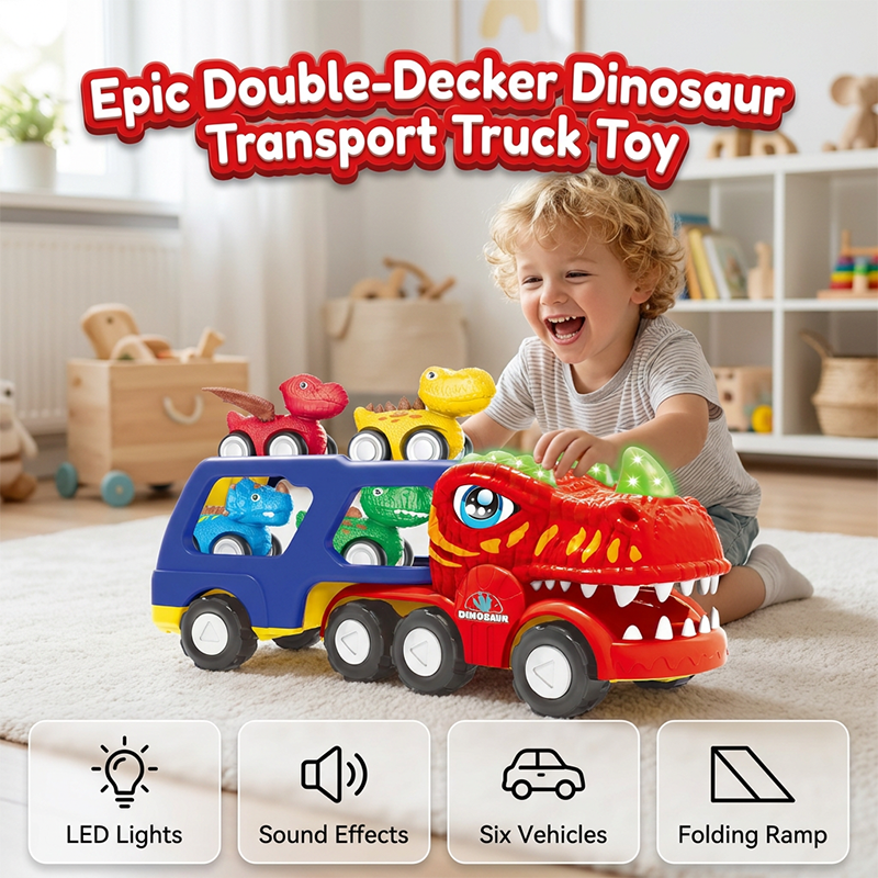 Camion de transport de dinosaures à deux étages (jouet)