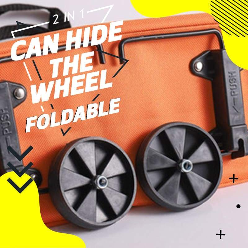 Sac de courses pliable 2-en-1 à roulettes avec roues style bagage