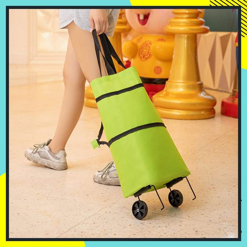 Sac de courses pliable 2-en-1 à roulettes avec roues style bagage