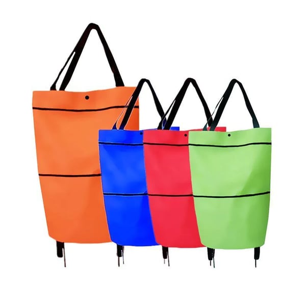 Sac de courses pliable 2-en-1 à roulettes avec roues style bagage