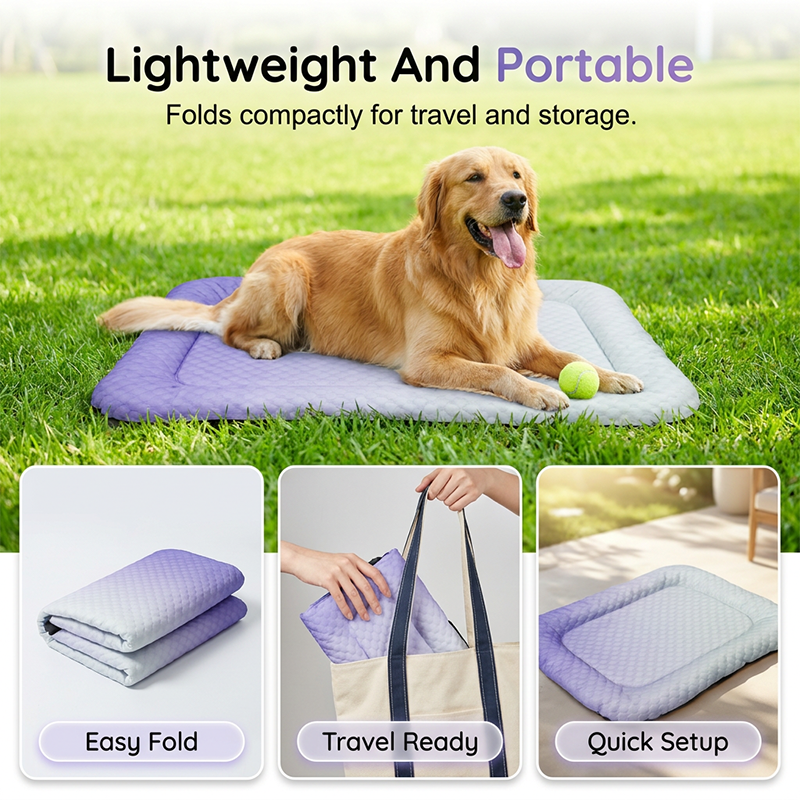 Tapis rafraîchissant pour chiens et chats - Coussin de couchage en soie glacée pour l'été aux couleurs dégradées, respirant et doux pour sols intérieurs, canapés et voyages en voiture, lavable, disponible en plusieurs tailles